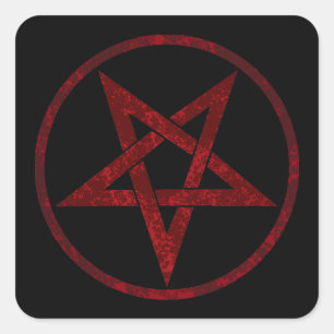 Rode Duivel Pentagram Vierkante Sticker