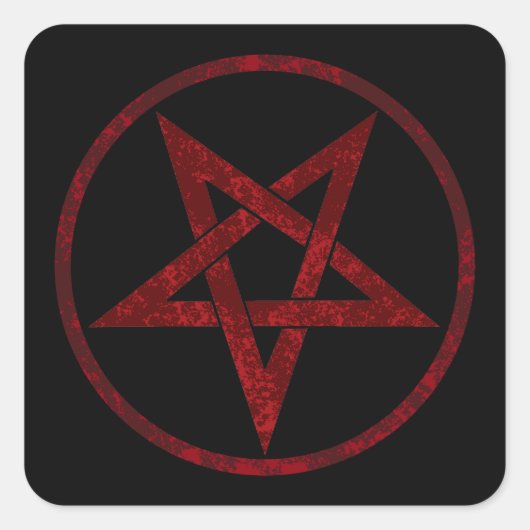 Rode Duivel Pentagram Vierkante Sticker (Voorkant)