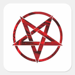 Rode Duivel Pentagram Vierkante Sticker