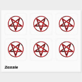 Rode Duivel Pentagram Vierkante Sticker (Vel)
