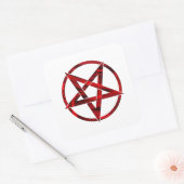 Rode Duivel Pentagram Vierkante Sticker (Envelop)