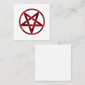 Rode Duivel Pentagram Vierkante Visitekaartje (Voorkant / Achterkant)