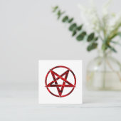 Rode Duivel Pentagram Vierkante Visitekaartje (Staand voorkant)