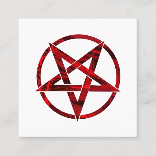 Rode Duivel Pentagram Vierkante Visitekaartje (Voorkant)