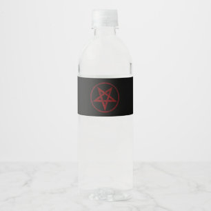 Rode Duivel Pentagram Waterfles Etiket