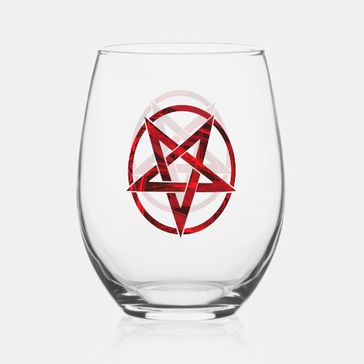 Rode Duivel Pentagram Wijnglas Zonder Voet (Voorkant)