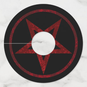 Rode Duivel Pentagram Wijnglaslabel