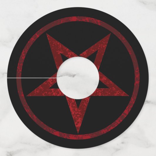 Rode Duivel Pentagram Wijnglaslabel (Voorkant)