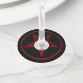 Rode Duivel Pentagram Wijnglaslabel (Dichtbij)