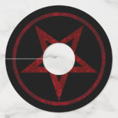 Rode Duivel Pentagram Wijnglaslabel (Achterkant)