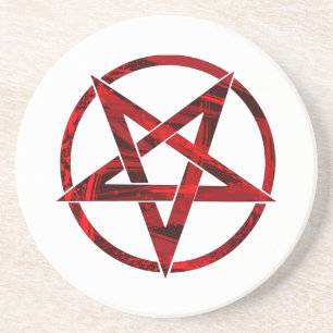 Rode Duivel Pentagram Zandsteen Onderzetter