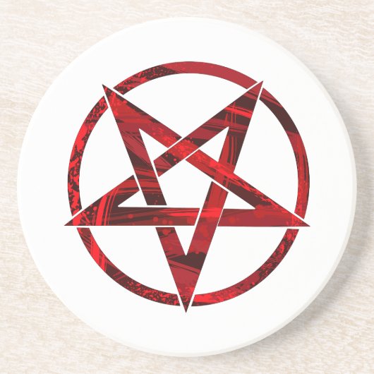 Rode Duivel Pentagram Zandsteen Onderzetter (Voorkant)