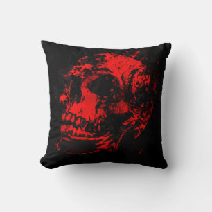 Rode Duivel Schedel Griezeld Kunstwerk Kussen