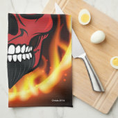 Rode duivel skelet Demon Kitchen Towel Theedoek (Quarter Fold)