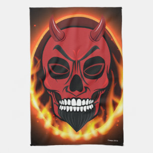 Rode duivel skelet Demon Kitchen Towel Theedoek