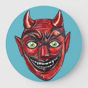 Rode Duivel Vintage Halloweenies Grote Klok