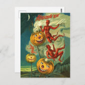 Rode duivels die op de rook van Halloween rijden Briefkaart (Voorkant / Achterkant)