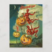 Rode duivels die op de rook van Halloween rijden Briefkaart (Voorkant)