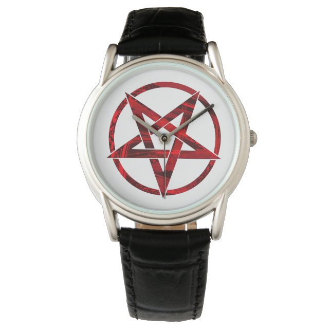 Rode Duivelspentagram Horloge (Voorkant)