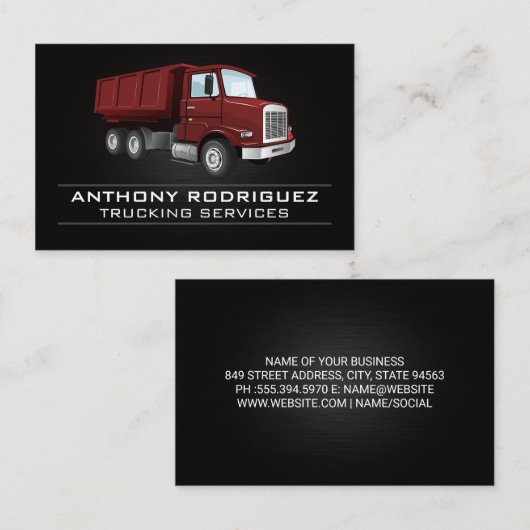 Rode dumptruck | Bouwvoertuig Visitekaartje (Voorkant / Achterkant)