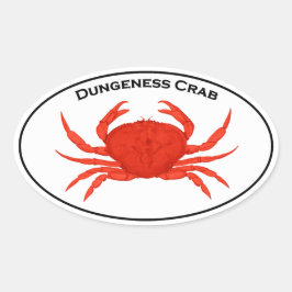 Rode Dungeness Krab Ovaal Logo Ovale Sticker