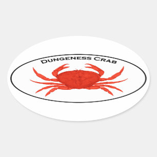 Rode Dungeness Krab Ovaal Logo Ovale Sticker