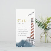 RODE DUSKY BLUE LIGHTHOUSE SITTINGENNUMMER BEDANKKAART (Staand voorkant)