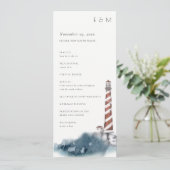 RODE DUSKY BLUE LIGHTHOUSE WEDDING CEREMONY PROGRA MENU (Staand voorkant)