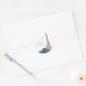 RODE DUSKY BLUE LIGHTHOUSE ZEE MONOGRAM WEDING RONDE STICKER (Envelop)