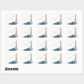 RODE DUSKY BLUE LIGHTHOUSE ZEE MONOGRAM WEDING VIERKANTE STICKER (Vel)