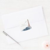 RODE DUSKY BLUE LIGHTHOUSE ZEE MONOGRAM WEDING VIERKANTE STICKER (Envelop)