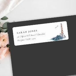 RODE DUSKY BLUE LIGHTHOUSE ZEE WAVES ADRES ETIKET