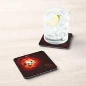 Rode dwergster in een baan rond een hypothetische  bier onderzetter (Rechterzijde)