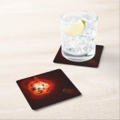 Rode dwergster in een baan rond een hypothetische  kartonnen onderzetters (Insitu)