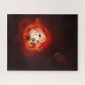 Rode dwergster in een baan rond een hypothetische  legpuzzel (Horizontaal)