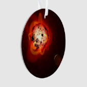 Rode dwergster in een baan rond een hypothetische ornament (voorkant)