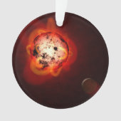 Rode dwergster in een baan rond een hypothetische ornament (voorkant)