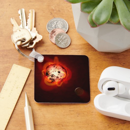 Rode dwergster in een baan rond een hypothetische  sleutelhanger (Bureau)