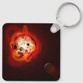 Rode dwergster in een baan rond een hypothetische  sleutelhanger (Achterkant)