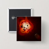 Rode dwergster in een baan rond een hypothetische vierkante button 5,1 cm (Voorkant /achterkant)