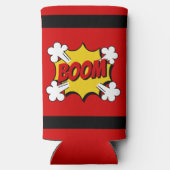 Rode Dynamite Superheld Comic Book Style Birthday Seltzer Blikjeskoeler (Achterkant)