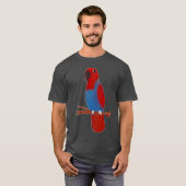 Rode Eclectus Parrot Vrouw Vogeltekening vriend T-shirt (Voorkant volledig)