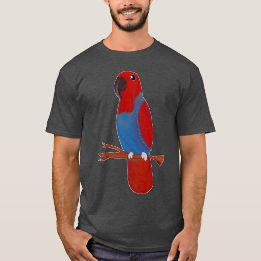 Rode Eclectus Parrot Vrouw Vogeltekening vriend T-shirt (Voorkant)
