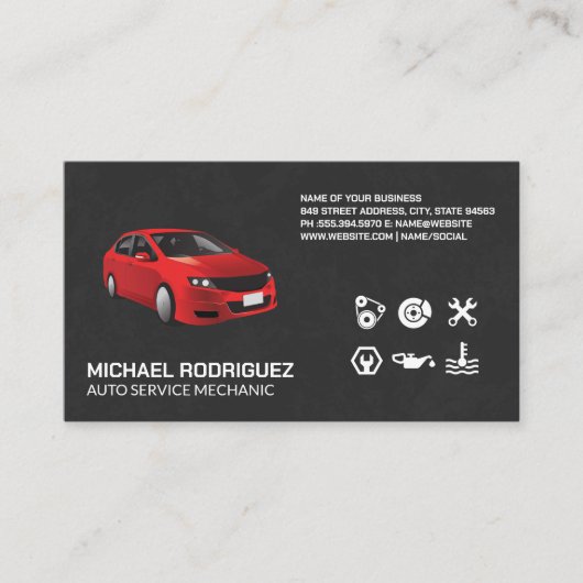 Rode economie auto | Auto-services Visitekaartje (Voorkant)