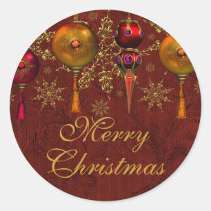 Rode Edelsteen Kerstbal Kerstmis Sticker