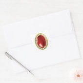 Rode edelsteen met diamanten vierkante sticker (Envelop)