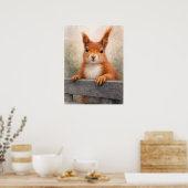 Rode Eekhoorn Bos Dieren in het wild Poster (Keuken)