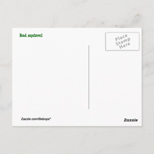 Rode eekhoorn briefkaart (Achterkant)