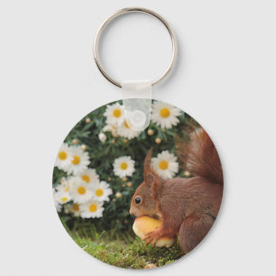 Rode Eekhoorn en Madeliefjes Sleutelhanger