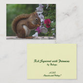 Rode eekhoorn en Petunias ATC Visitekaartje (Voorkant / Achterkant)